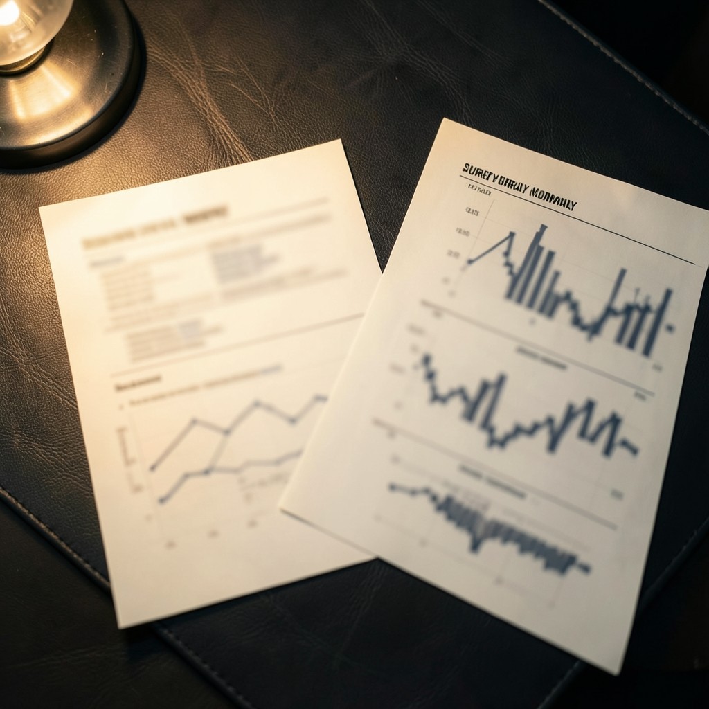 Printed survey summary placed beside workforce movement charts